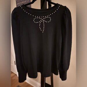 Sparkle Bow Cozy Puff Sleeve Sweatshirt (as described on Loft website)